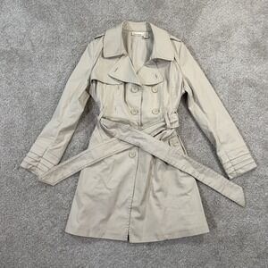 DKNY Jeans‎ Trench Coat XL Beige Double Breasted Belted Lightweight Jacket Coat